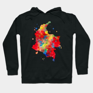 Colombia Map Watercolor Painting Hoodie